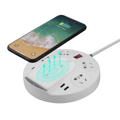 2020 New Design 10A Multi Outlet Wireless Charger PD 45W Adapter Fast Charging Output Socket